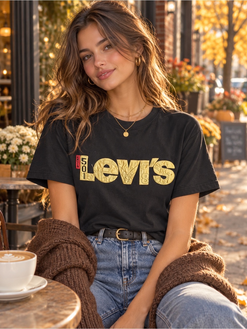 Vintage Levi’s 501 Black Graphic T-Shirt Gold Logo 100% Cotton 90’s Retro Y2K